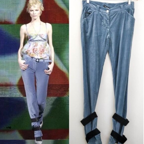 Dolce & Gabbana Runway 2003 Velvet Bondage Pants - Picture 1 of 9